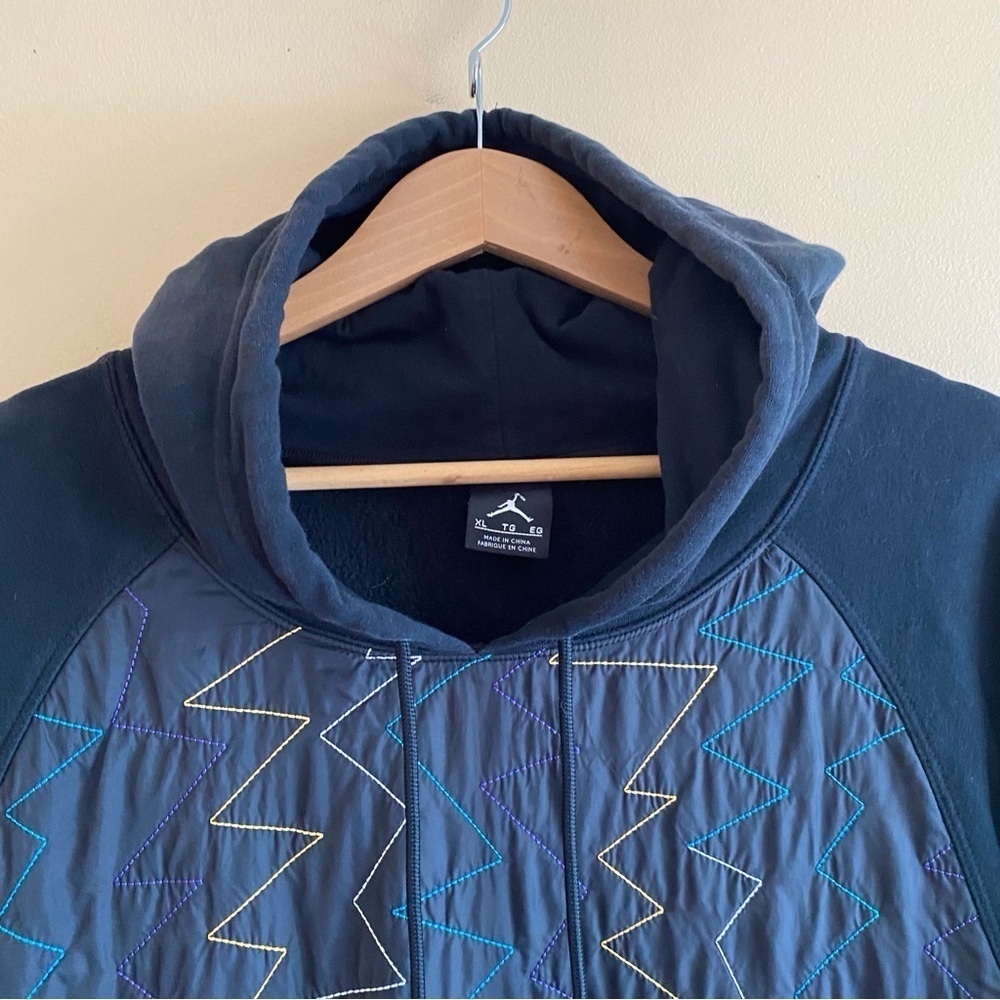 Nike Air Jordan VII Hoodie Mens Medium Navy Embroidered Jumpman Pullover Hoodie - Picture 4 of 16